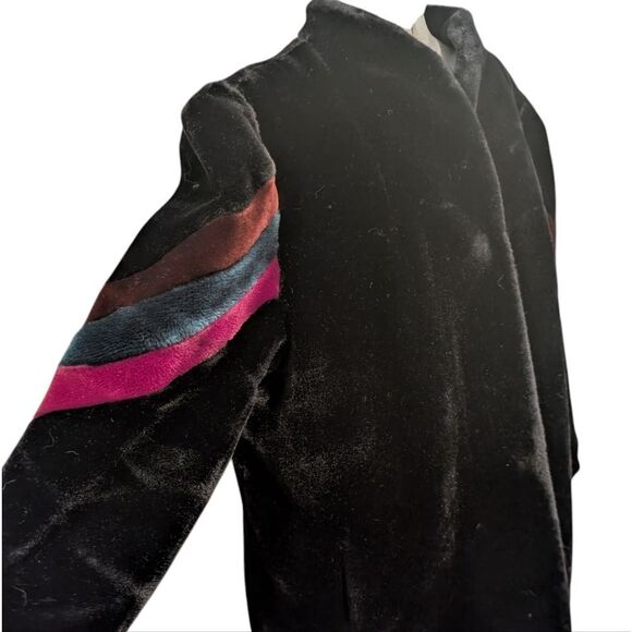 Vintage 1960s/70s Olympia black fur coat with multi color stripes mod - Picture 3 of 7
